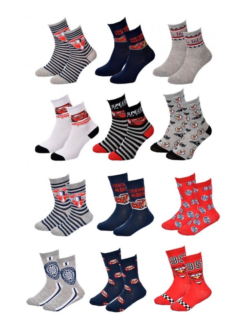 Chaussettes Garçon Licence PACK DE 12 PAIRES CARS Gris Rouge Blanc - Kiabi