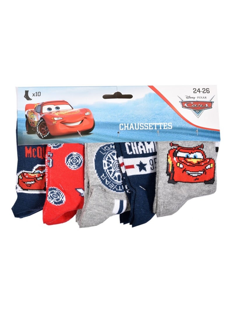 Chaussettes Garçon Licence PACK DE 12 PAIRES CARS Gris Rouge Blanc - Kiabi