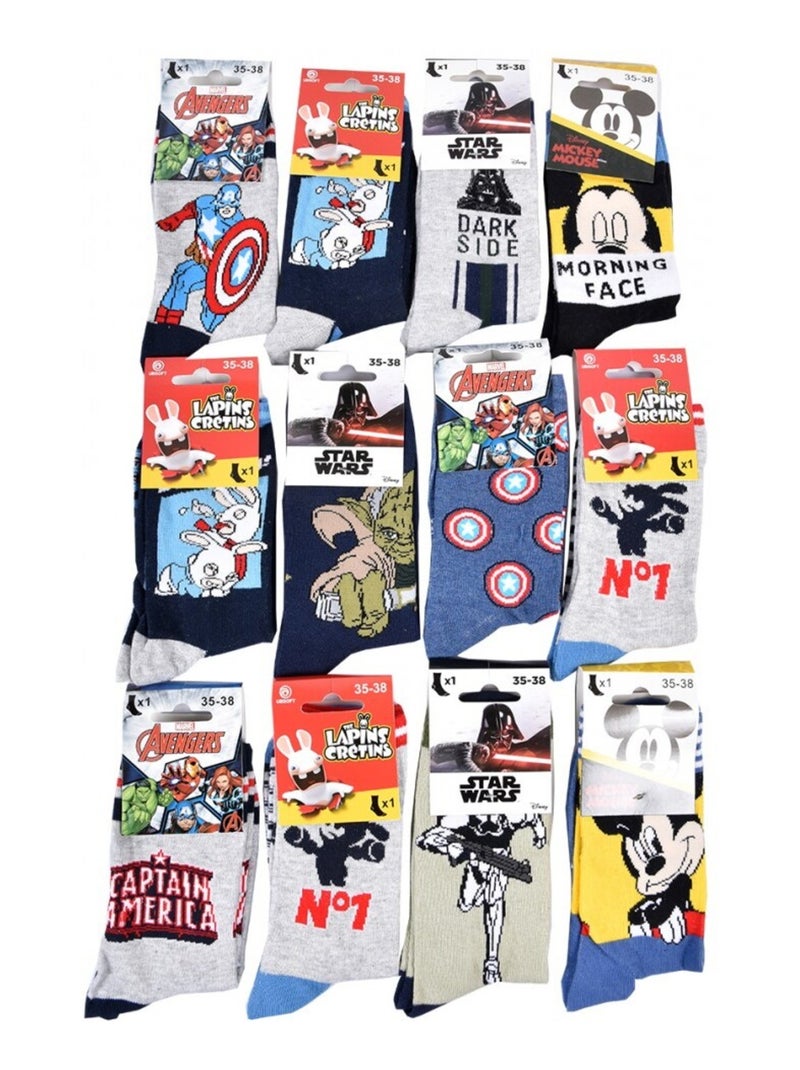 Chaussettes Garçon Licence PACK DE 12 PAIRES DISNEY CLASSIC Bleu Gris anthracite Noir - Kiabi
