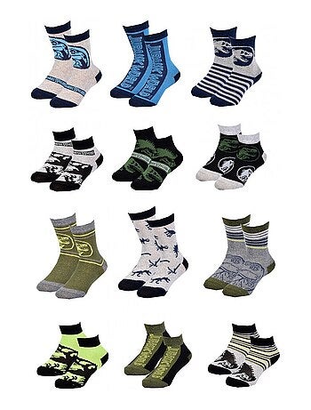 Chaussettes Garçon Licence PACK DE 12 PAIRES JURASSIC PARK