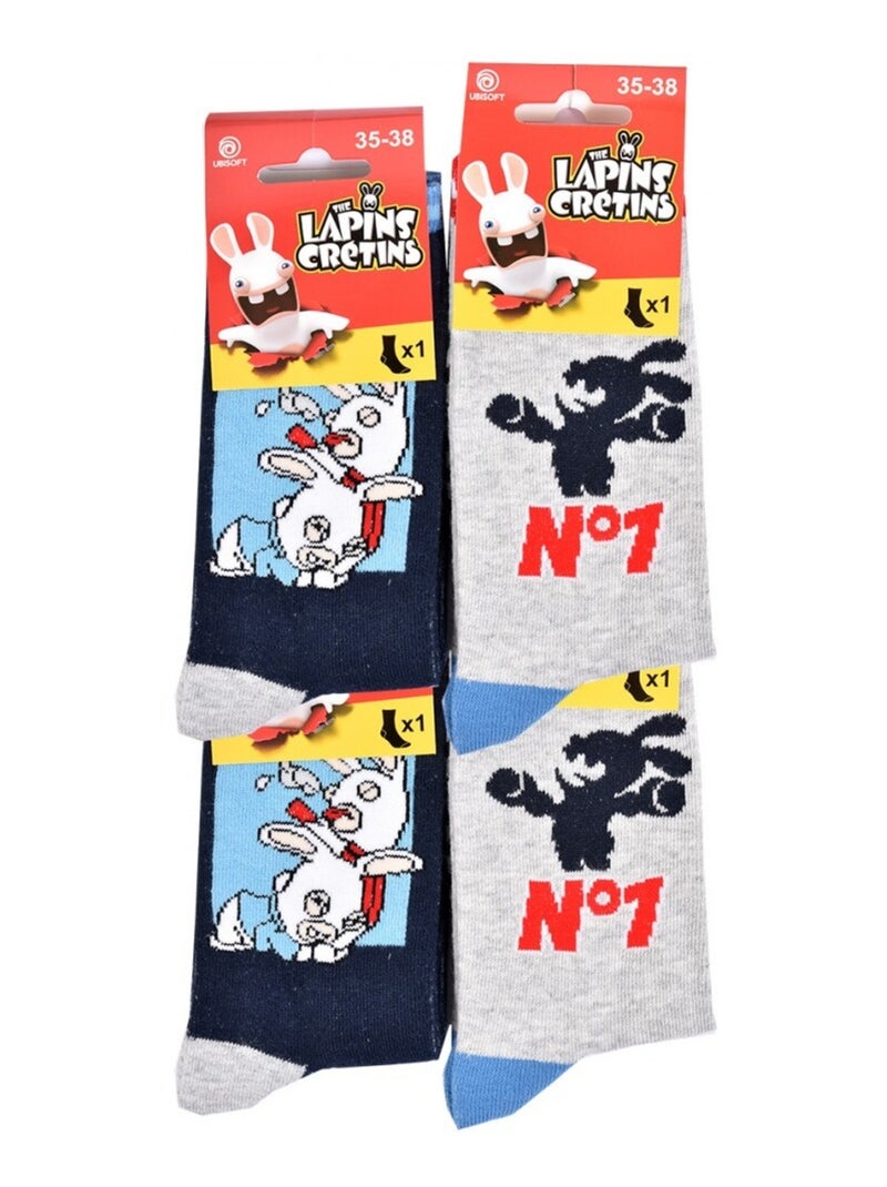 Chaussettes Garçon Licence PACK DE 12 PAIRES LAPINS CRETINS Bleu Gris anthracite Bleu - Kiabi