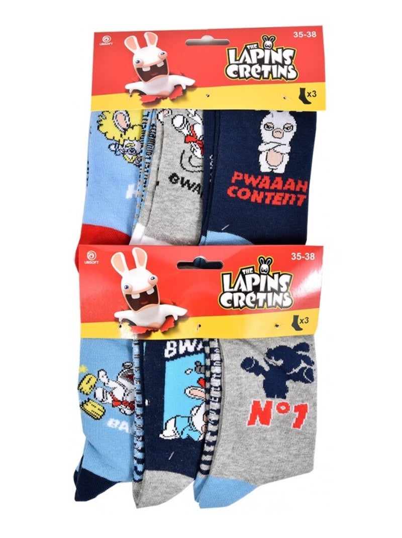 Chaussettes Garçon Licence PACK DE 12 PAIRES LAPINS CRETINS Bleu Gris anthracite Bleu - Kiabi