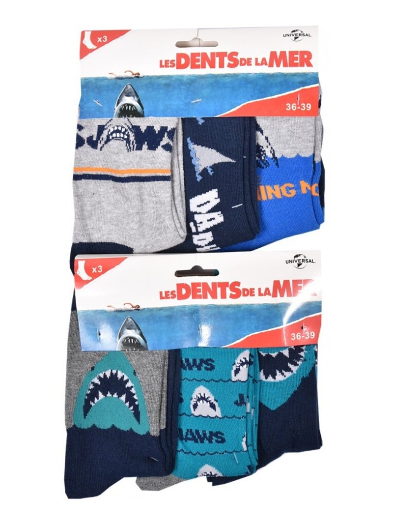 Chaussettes Garçon Licence PACK DE 12 PAIRES LES DENTS DE LA MER Bleu Gris anthracite Bleu - Kiabi