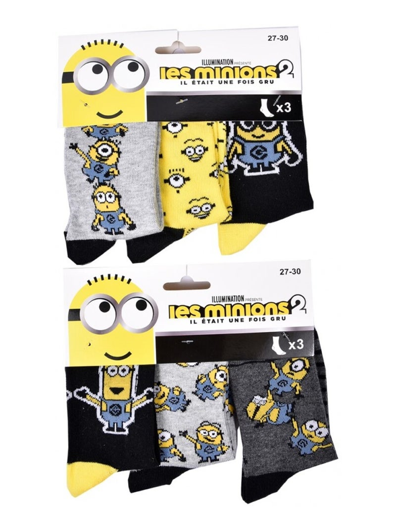 Chaussettes Garçon Licence PACK DE 12 PAIRES MINIONS Noir Jaune Gris - Kiabi