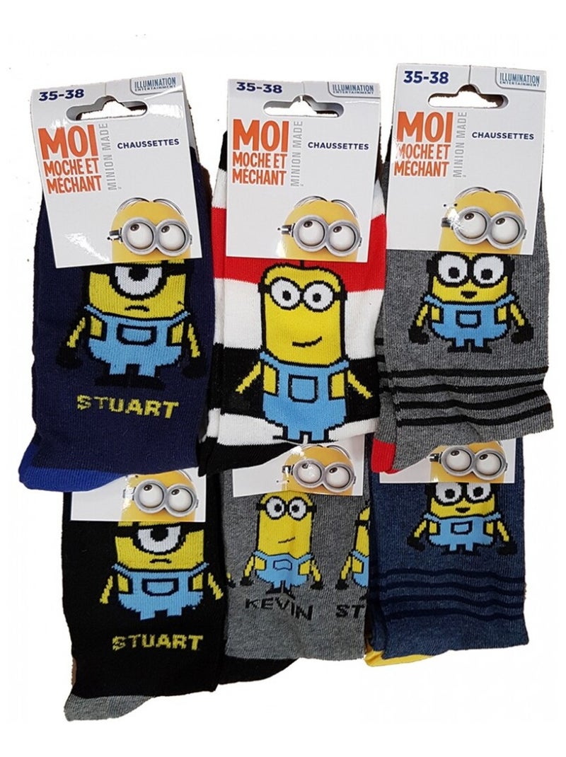 Chaussettes Garçon Licence PACK DE 12 PAIRES MINIONS Noir Jaune Gris - Kiabi