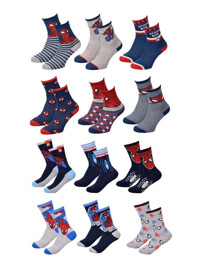 Chaussettes Garçon Licence PACK DE 12 PAIRES SPIDER-MAN Bleu Multicolore Gris - Kiabi