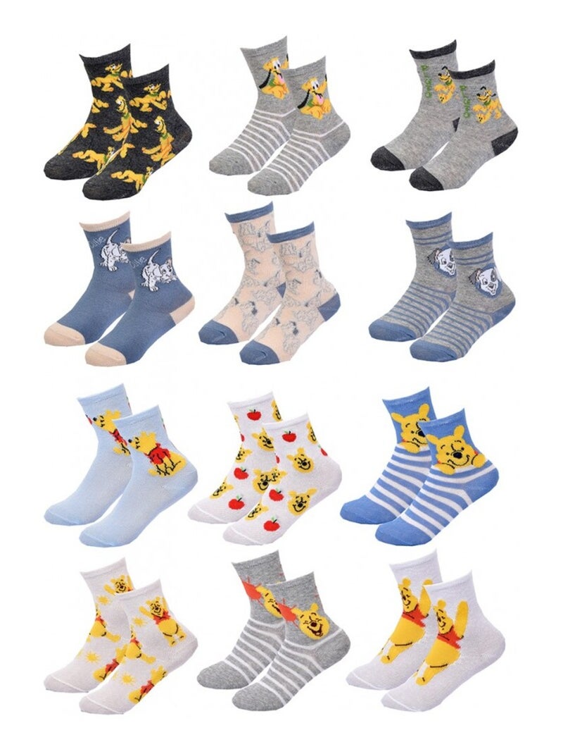 Chaussettes Garçon Licence PACK DE 12 PAIRES WINNIE L'OURSON Gris Orange clair Blanc - Kiabi