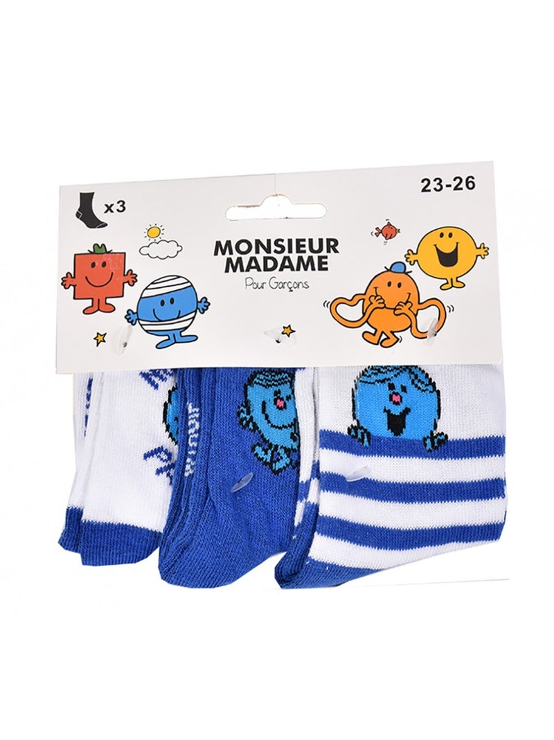 Chaussettes Garçon Licence PACK DE 3 PAIRES Blanc Bleu ciel - Kiabi