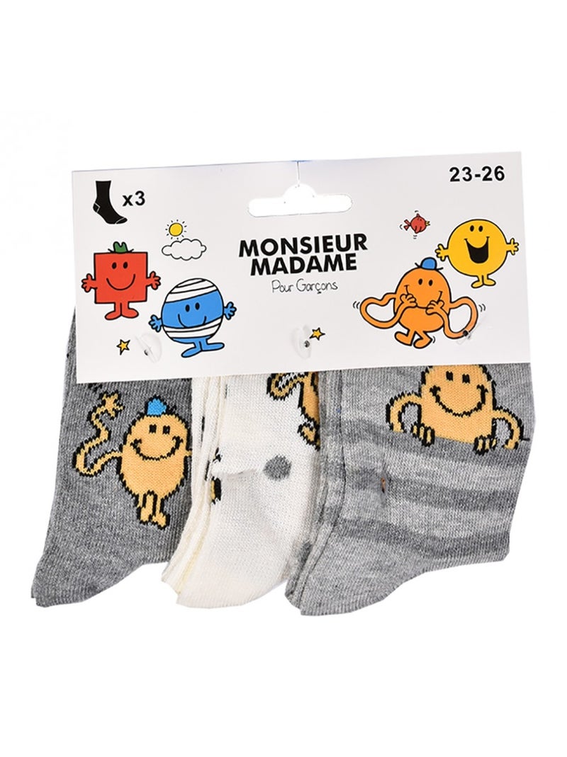 Chaussettes Garçon Licence PACK DE 3 PAIRES Blanc Jaune Gris - Kiabi