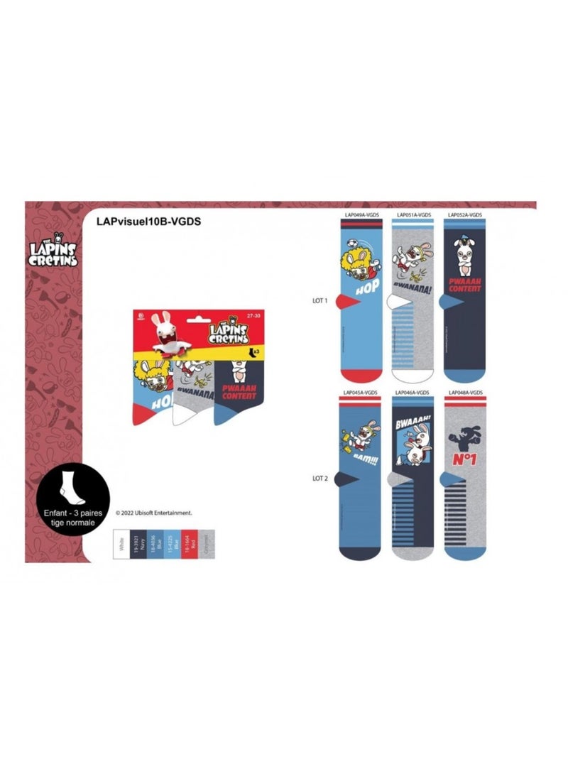 Chaussettes Garçon Licence PACK DE 3 PAIRES Noir Bleu ciel - Kiabi