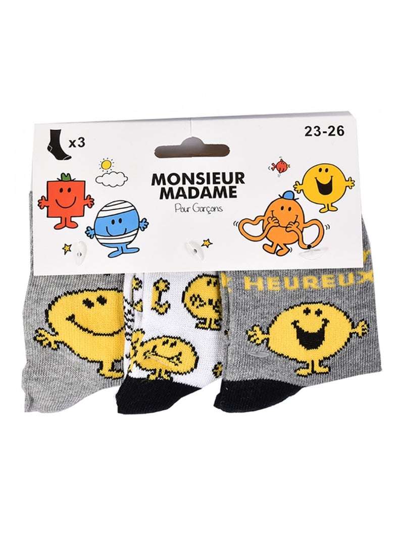 Chaussettes Garçon Licence PACK DE 3 PAIRES Noir Jaune Gris - Kiabi