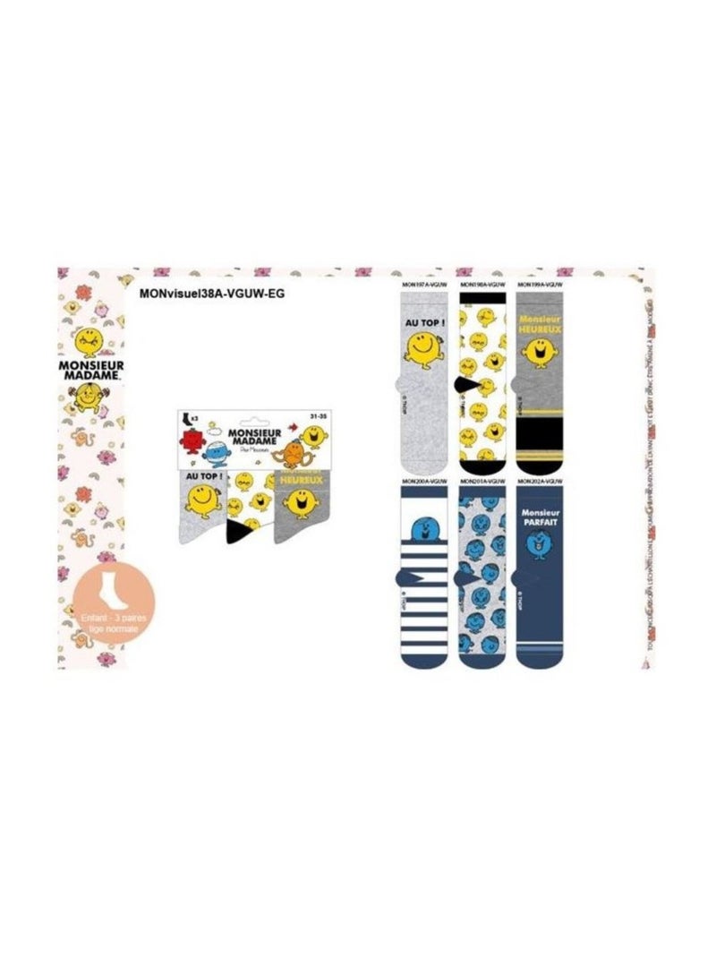 Chaussettes Garçon Licence PACK DE 3 PAIRES Noir Jaune Gris - Kiabi