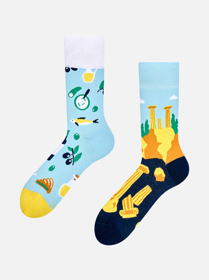 Chaussettes Grèce Corail/Turquoise/Crème - Kiabi