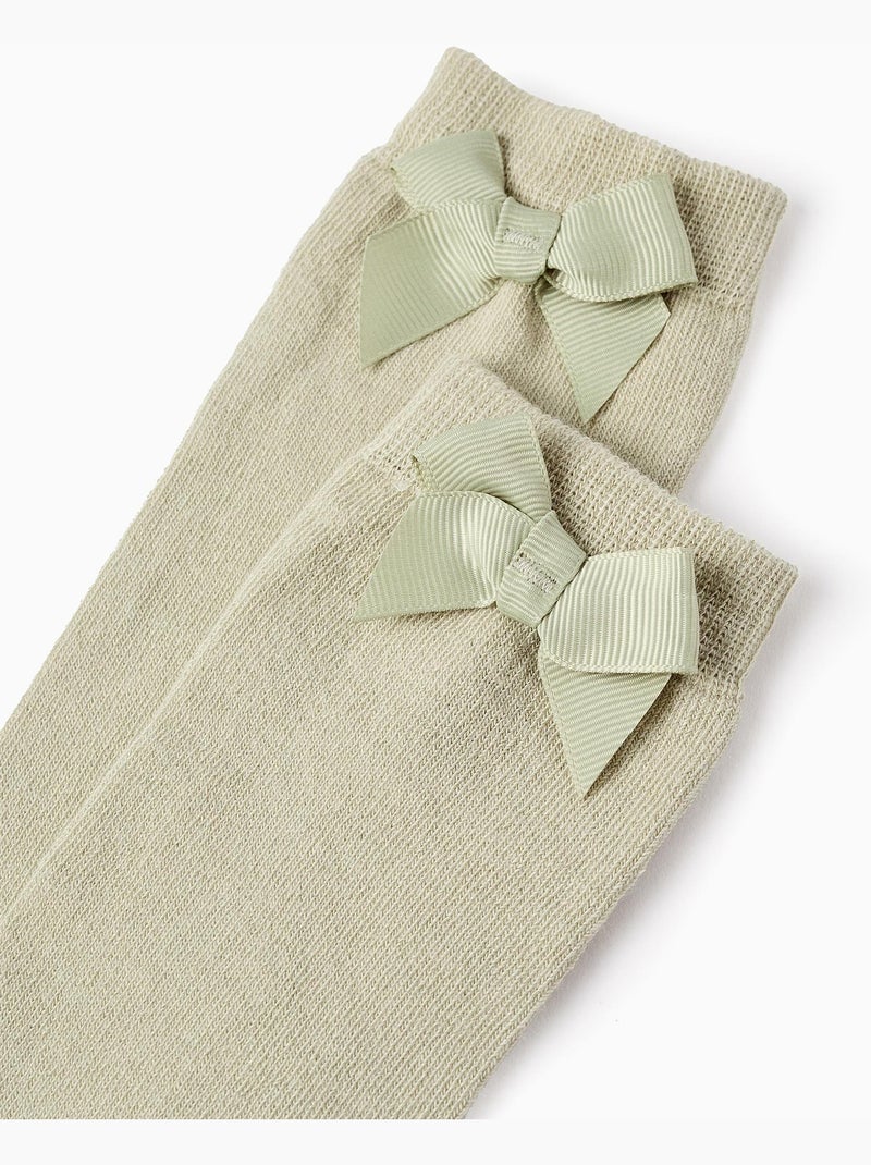 Chaussettes haut, avec noeud NOVEAUX NATURE Vert clair - Kiabi