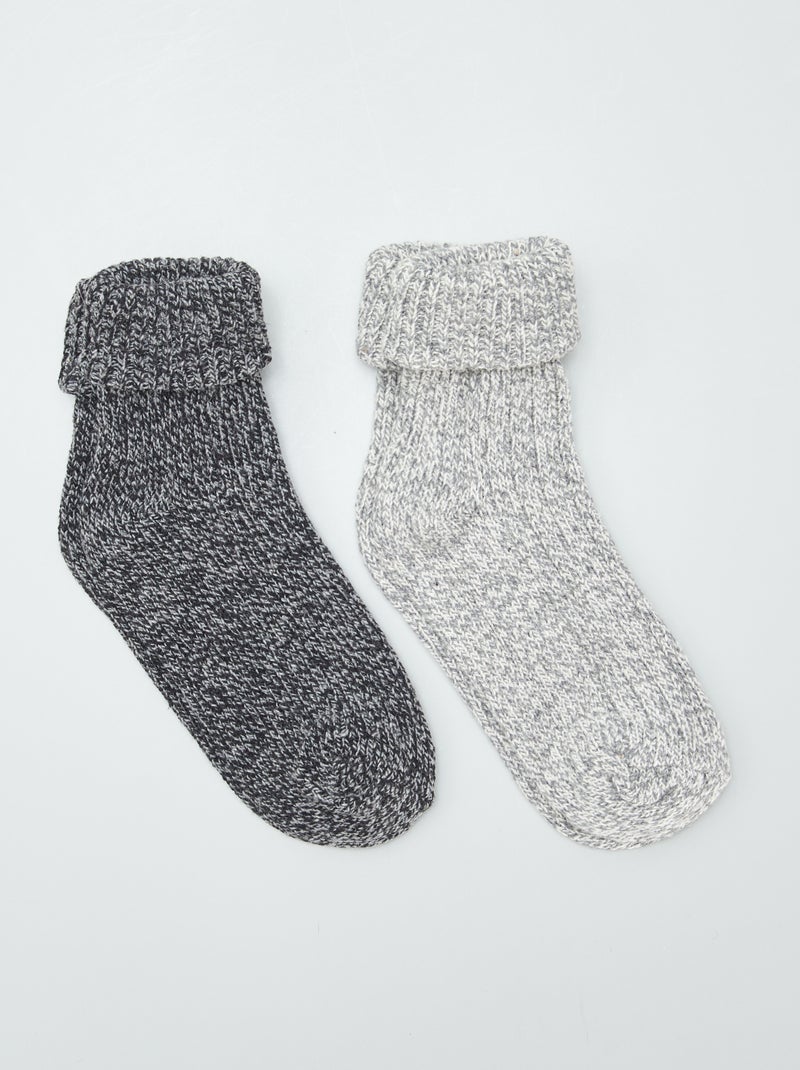 Chaussettes hautes - lot de 2 Gris - Kiabi