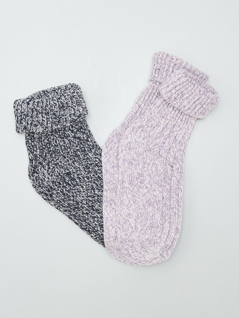 Chaussettes hautes - lot de 2 Violet - Kiabi