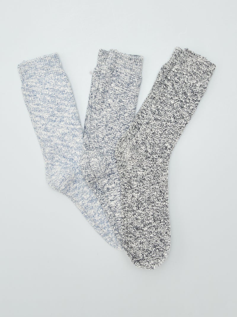 Chaussettes hautes - lot de 3 Bleu - Kiabi