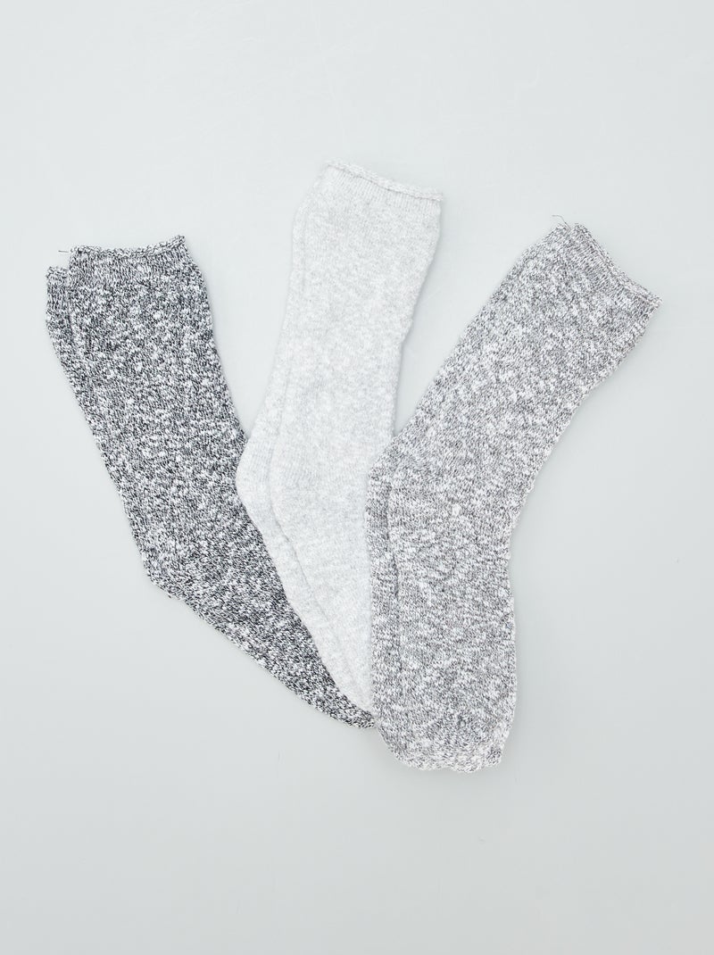 Chaussettes hautes - lot de 3 Gris - Kiabi