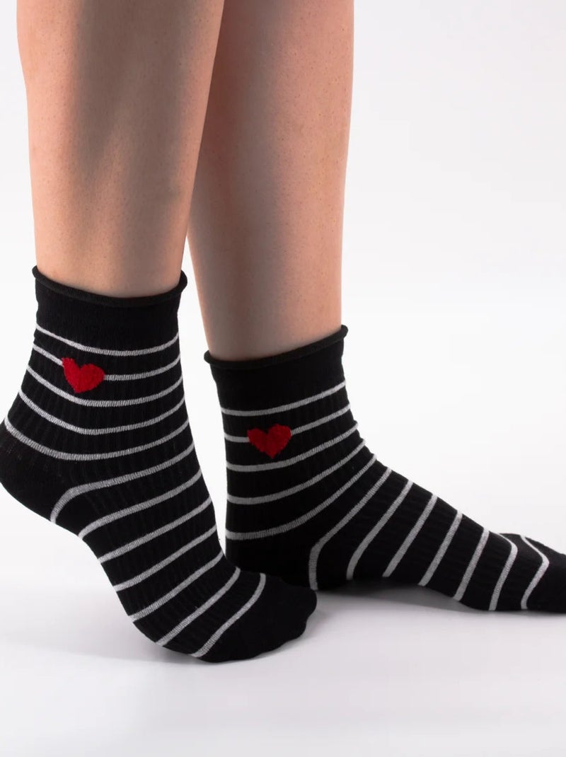 Chaussettes Hautes Amourettes Coeur Gris - Kiabi