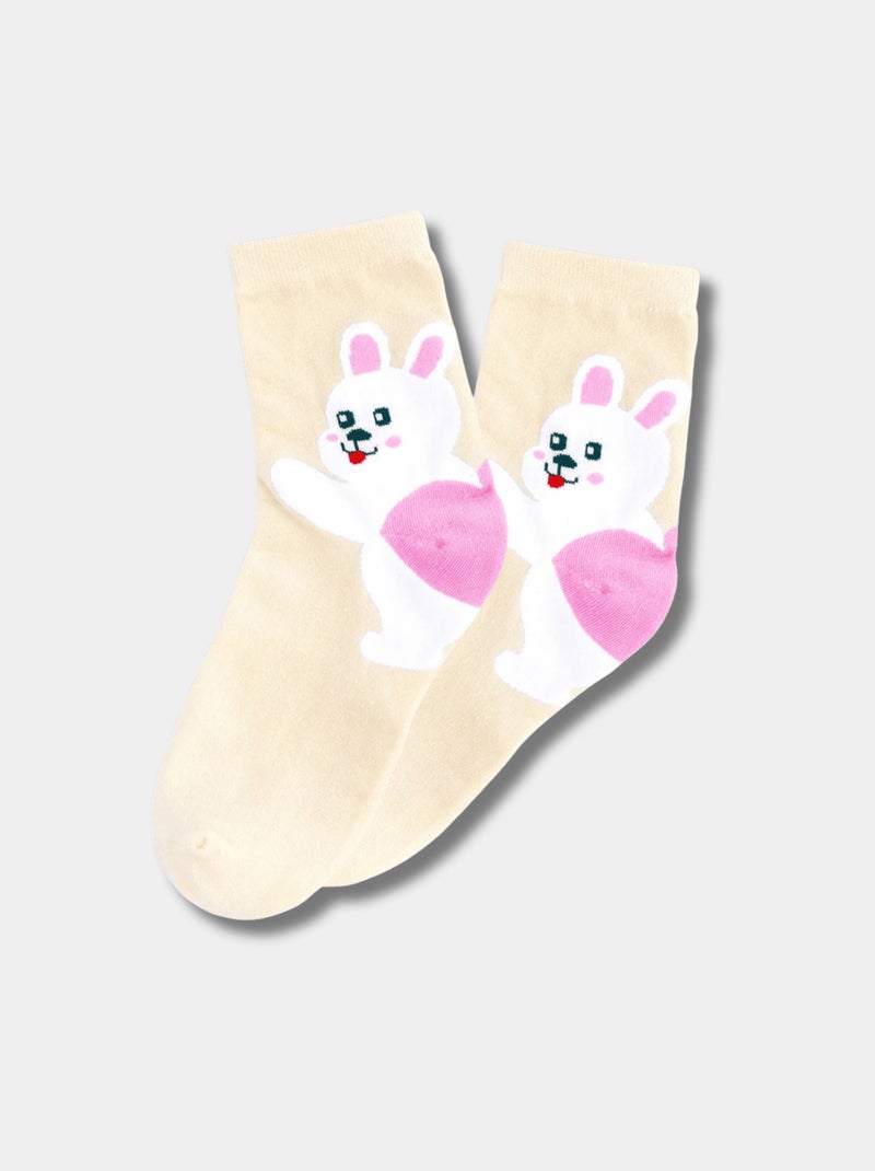 Chaussettes Hautes Animaux Talons Beige - Kiabi