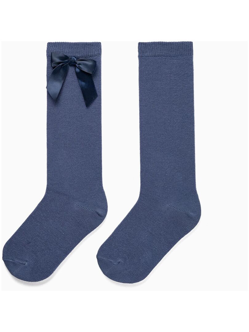 Chaussettes hautes avec nœud pour fille   ROYALS OFF DUTY Bleu - Kiabi