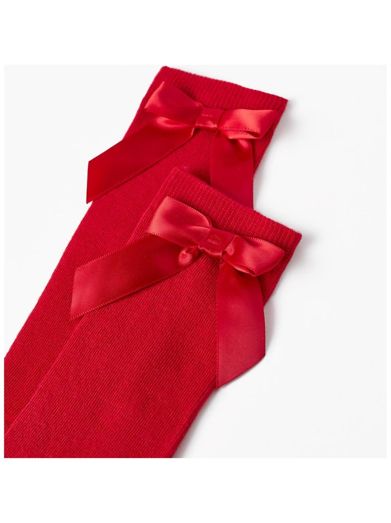 Chaussettes hautes avec nœud pour fille   ROYALS OFF DUTY Rouge foncé - Kiabi