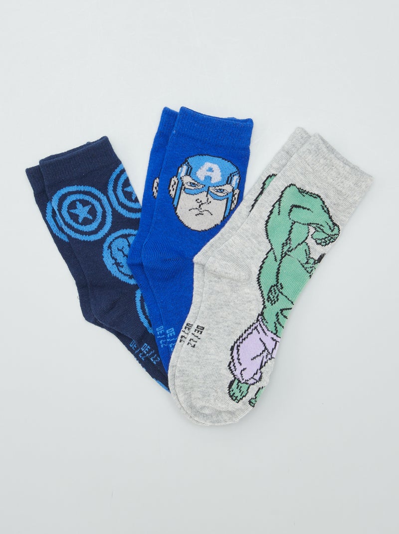 Chaussettes hautes 'Avengers' - Lot de 3 Bleu - Kiabi