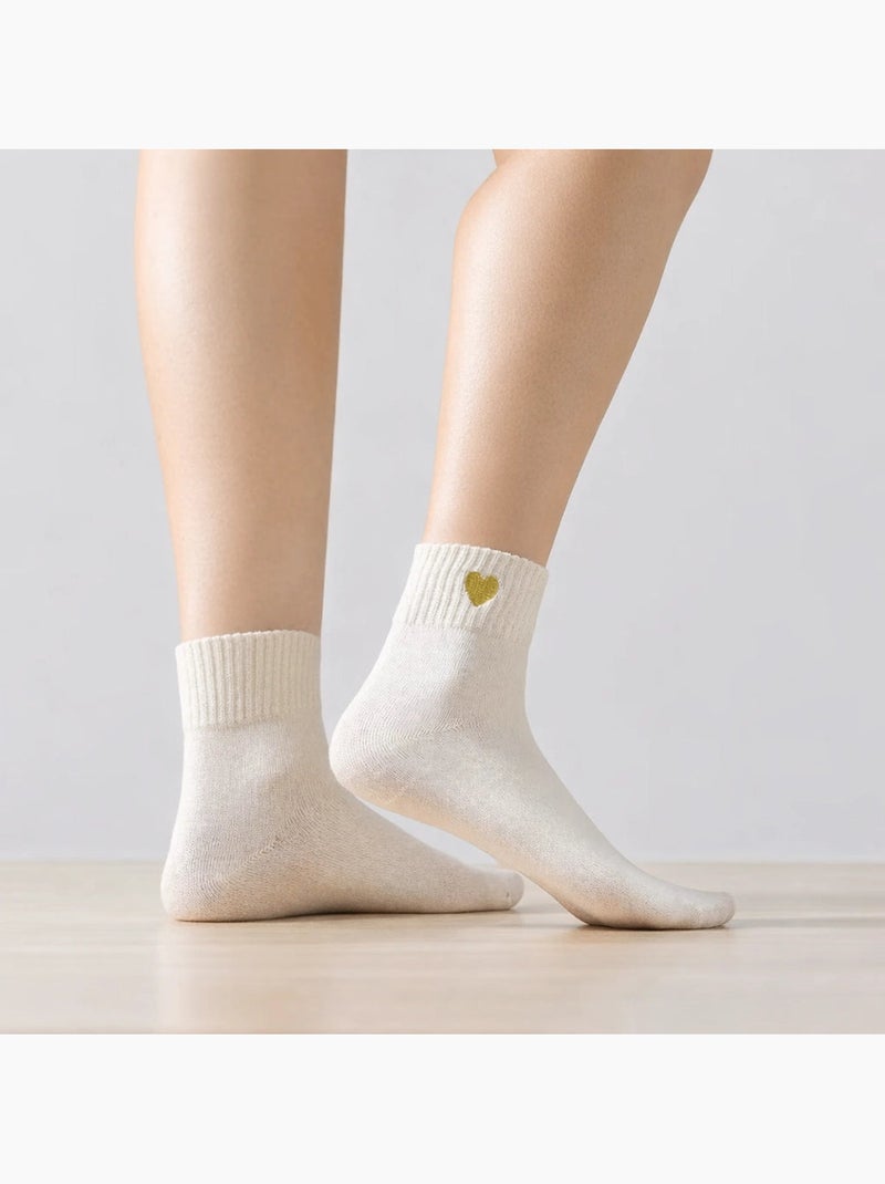 Chaussettes Hautes Coeur Doré Noir - Kiabi