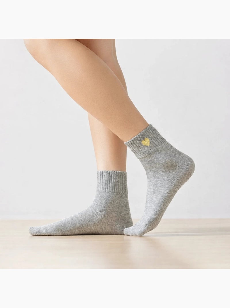 Chaussettes Hautes Coeur Doré Noir - Kiabi