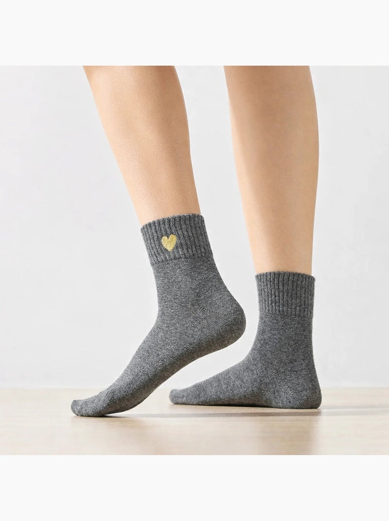 Chaussettes Hautes Coeur Doré Noir - Kiabi