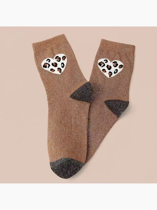 Chaussettes Hautes Coeur Léopard - Kiabi