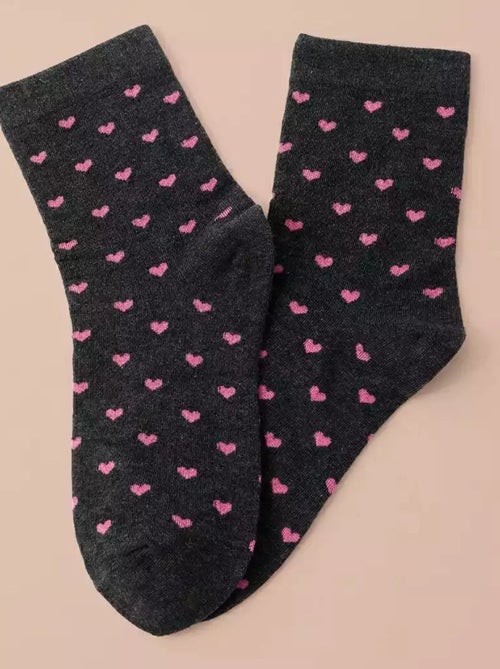 Chaussettes Hautes Coeur Léopard & Lurex - Kiabi