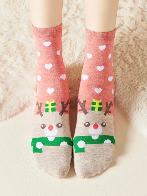Chaussettes Hautes Cœur Noël - Kiabi