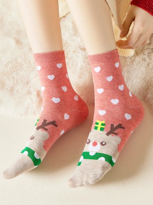 Chaussettes Hautes Cœur Noël - Kiabi