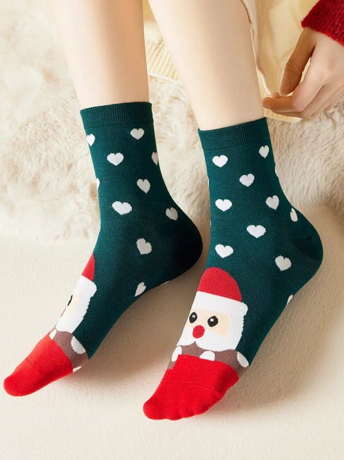 Chaussettes Hautes Cœur Noël - Kiabi