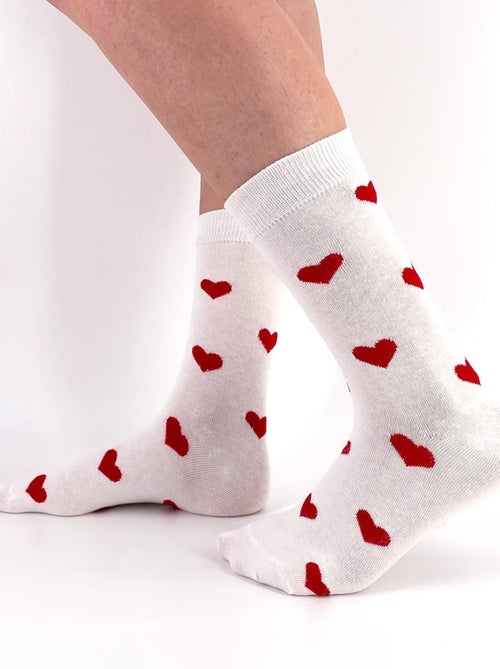 Chaussettes Hautes Coeur Rouge - Kiabi