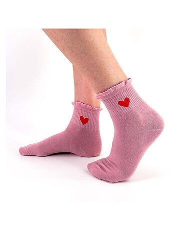 Chaussettes Hautes Coeur & Volant