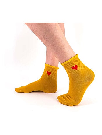 Chaussettes Hautes Coeur & Volant