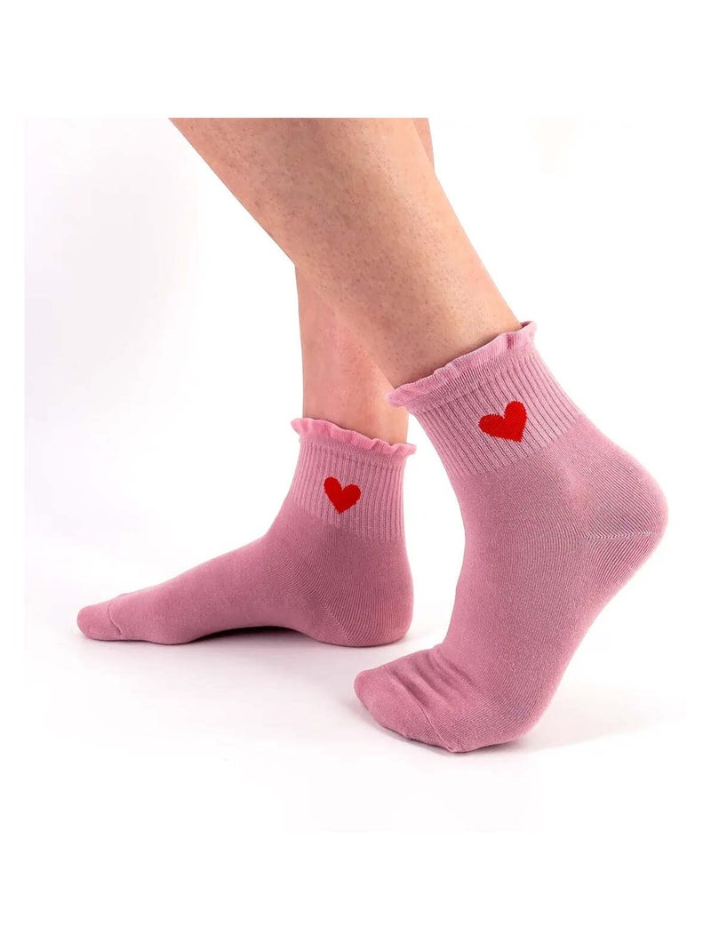 Chaussettes Hautes Coeur & Volant Noir - Kiabi