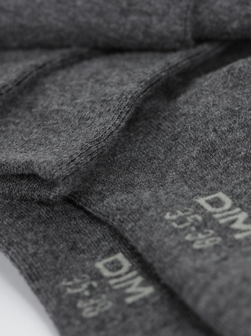 Chaussettes hautes coton peigné Mode Gris chiné - Kiabi