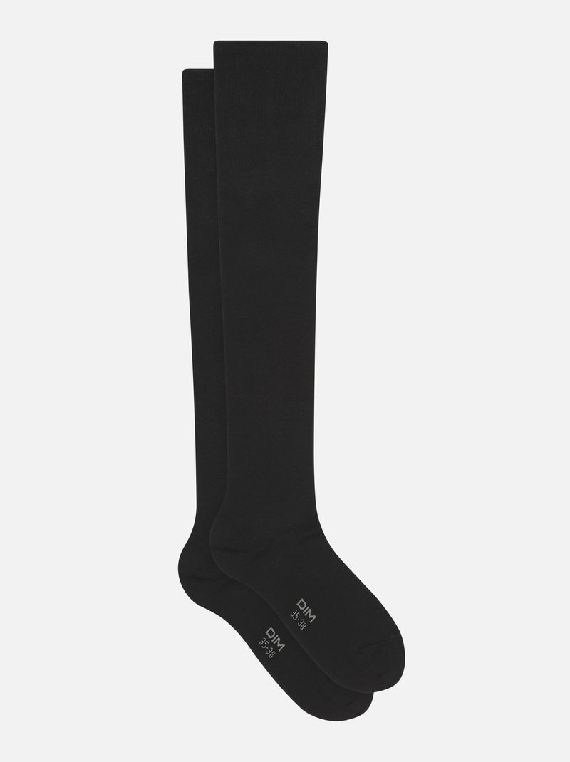 Chaussettes hautes coton peigné Mode Noir - Kiabi
