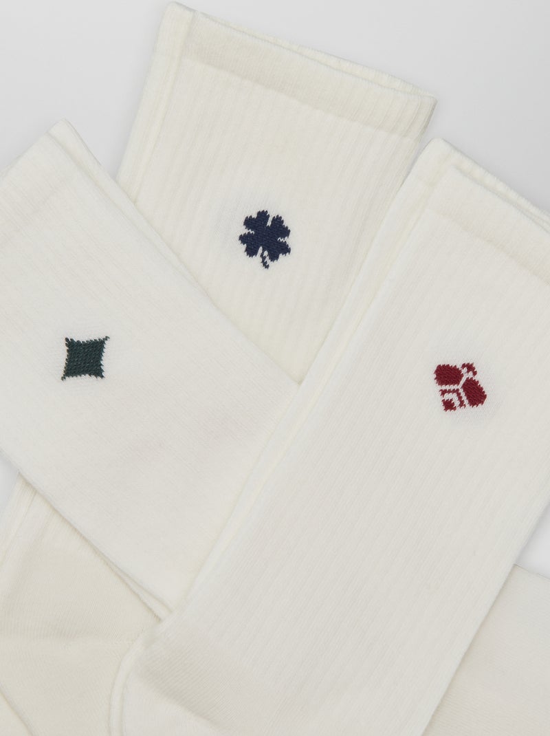 Chaussettes hautes en maille - Lot de 3 Blanc - Kiabi