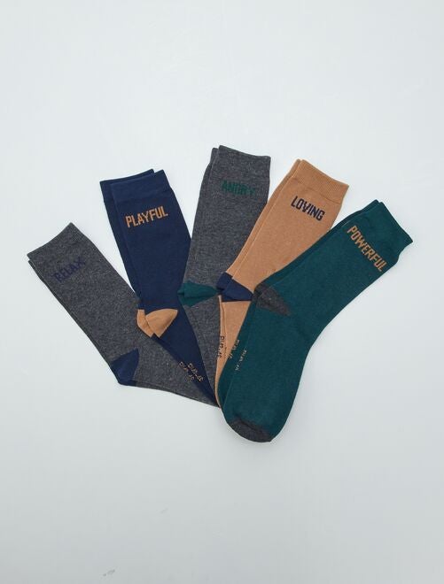 Chaussettes hautes en maille - Lot de 5 - Kiabi