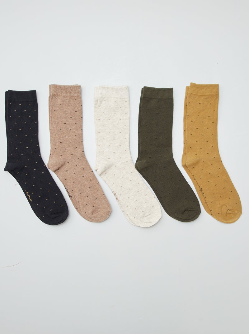 Chaussettes hautes en maille - Lot de 5 NOIR - Kiabi