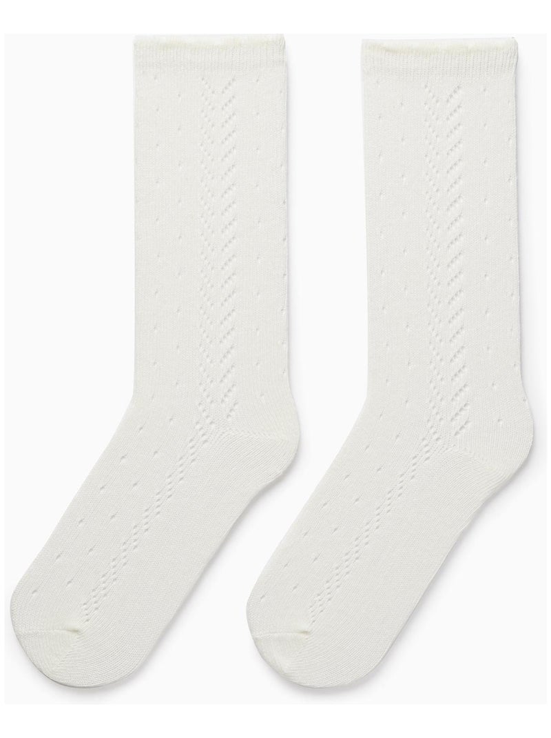 Chaussettes Hautes en Maille pour Fille   ATLANTIC COMPANY Beige clair - Kiabi