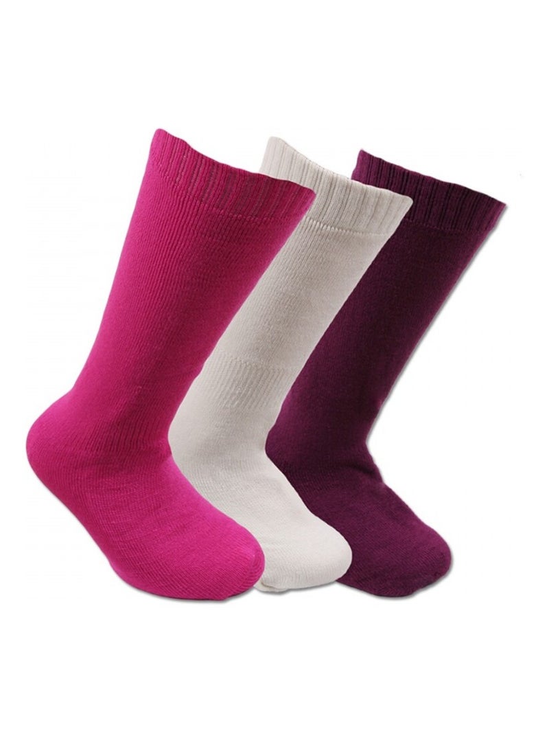 Chaussettes Hautes Enfant Lot de 3 Blanc Rose clair Blanc - Kiabi