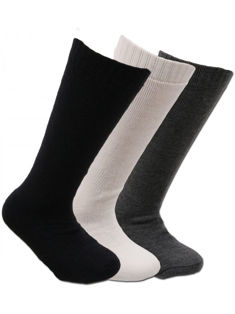 Chaussettes Hautes Enfant Lot de 3 Noir Blanc Gris - Kiabi