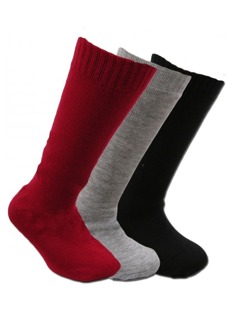 Chaussettes Hautes Enfant Lot de 3 Noir Rouge Gris - Kiabi
