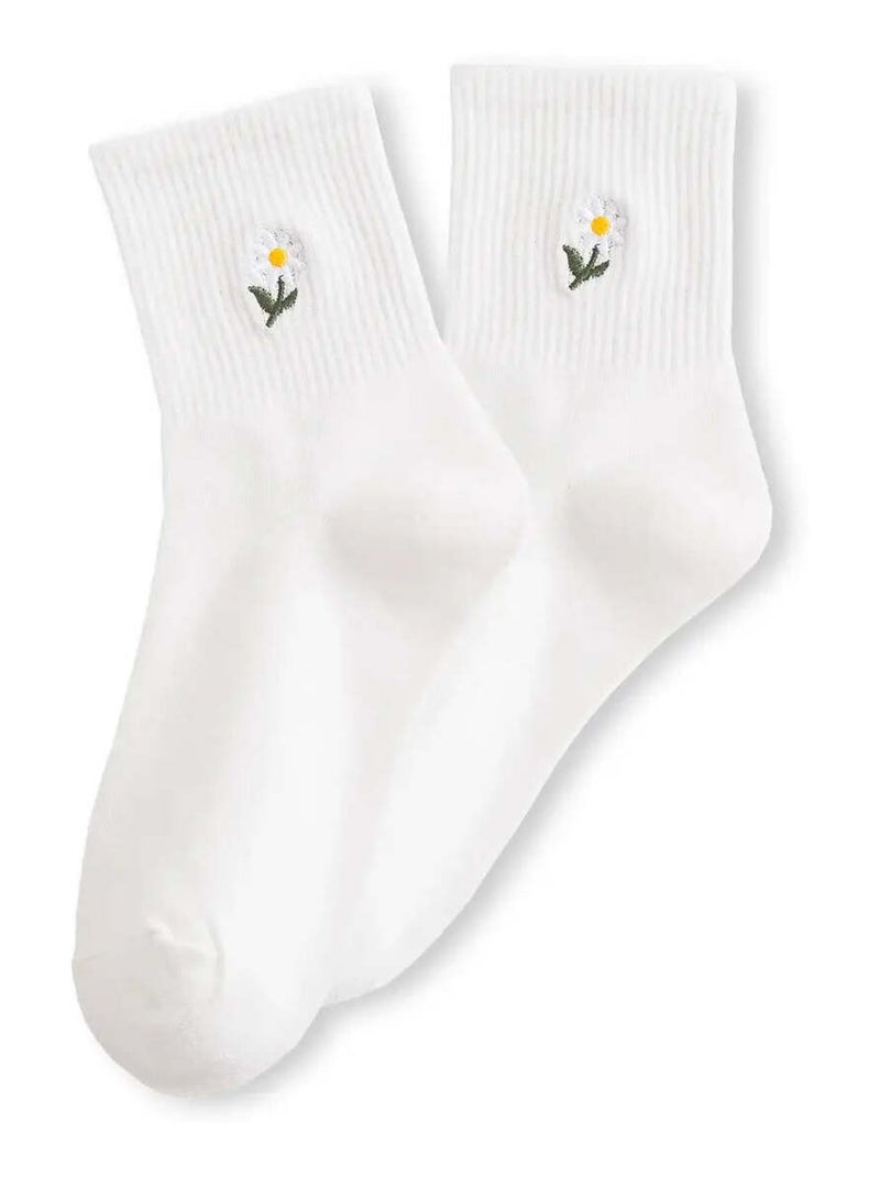 Chaussettes Hautes Fleurs Bleu - Kiabi