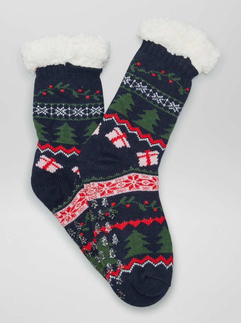 Chaussettes hautes fourrées Bleu - Kiabi